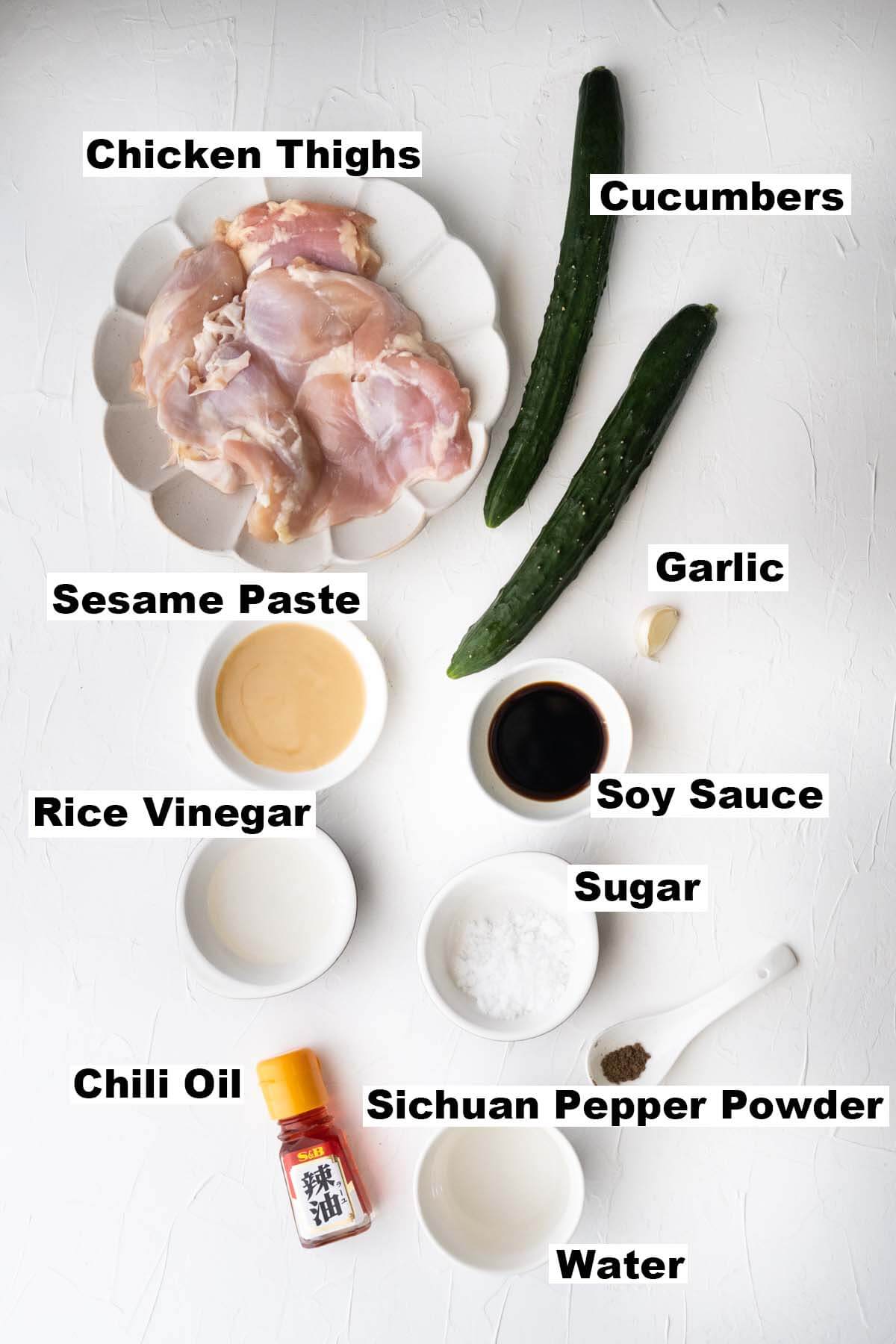 Ingredients for bang bang chicken recipe. 