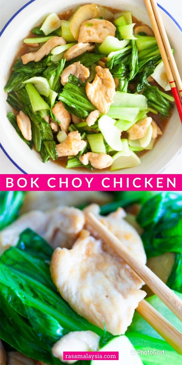 Bok Choy Chicken - easy bok choy stir-fry recipe with chicken, ginger in a light Chinese brown sauce. This unique recipe is so healthy and delicious!