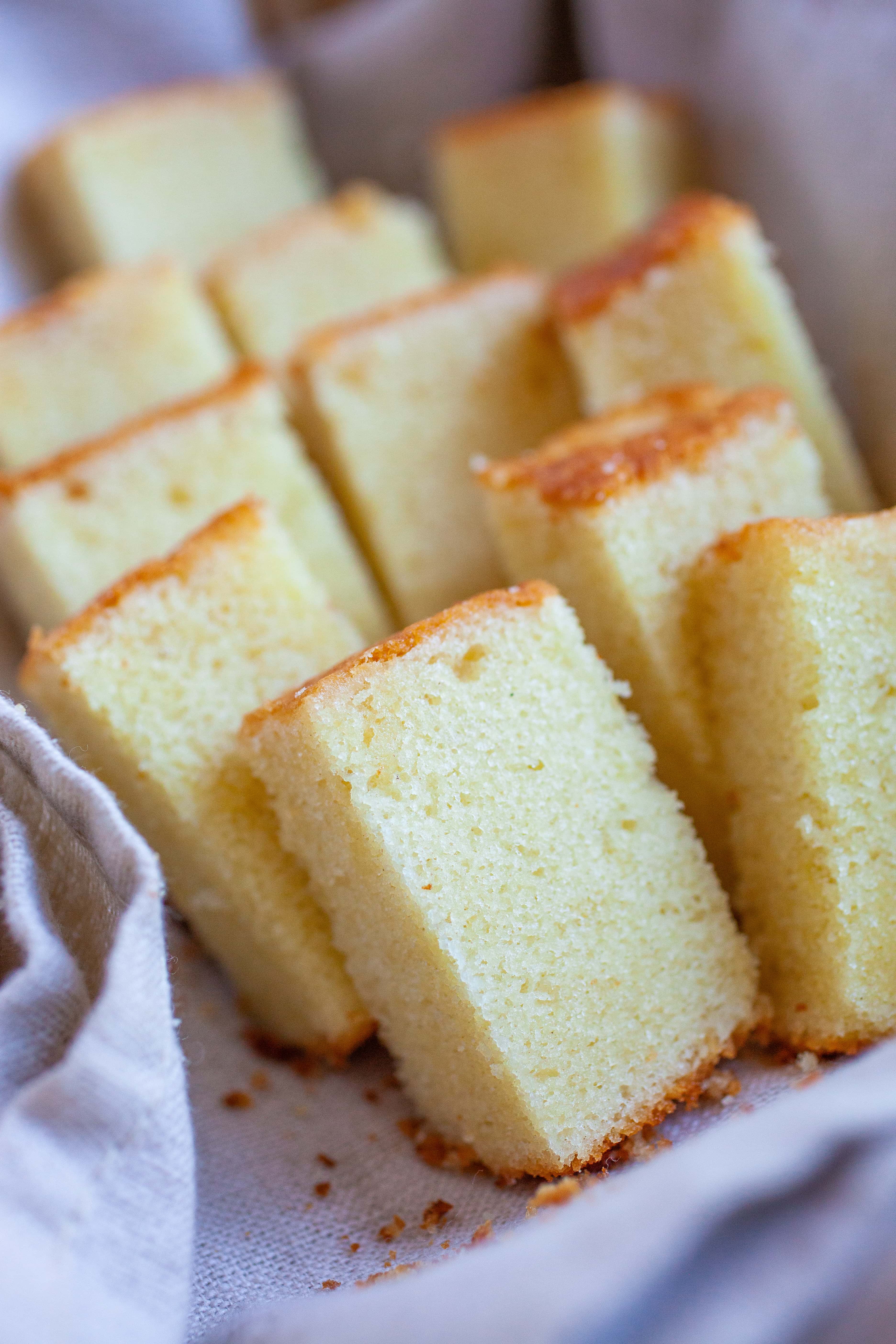 Small pieces of butter cake.