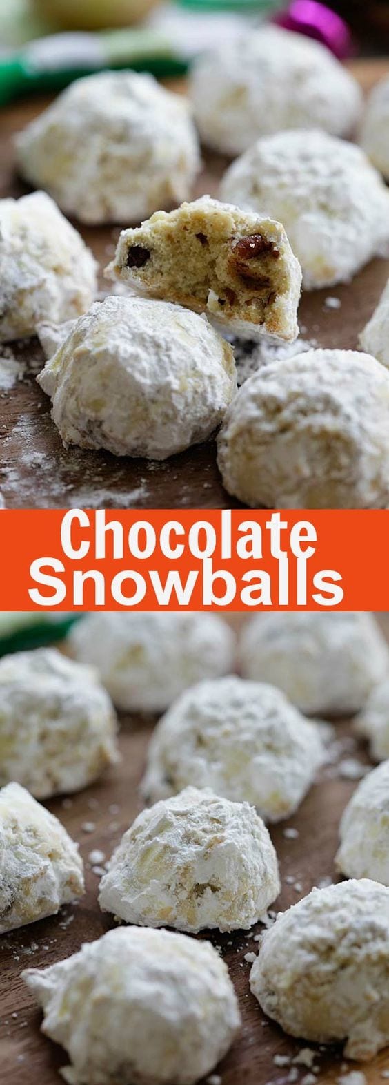 Chocolate Snowballs – Sugar-covered chocolate chips and pecan cookies. Buttery, crunchy, sweet, the best cookies for the season | rasamalaysia.com