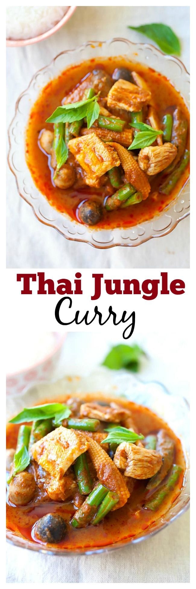 Jungle curry is a popular Thai curry. Jungle curry is spicy, with no coconut milk. You can make pork or chicken jungle curry with this easy recipe. | rasamalaysia.com