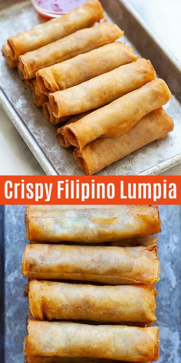 Lumpia are Filipino fried spring rolls filled with ground pork and mixed vegetables. This lumpia recipe is authentic and yields the crispiest lumpia ever.