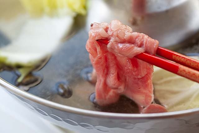 Japanese shabu shabu with sesame sauce.