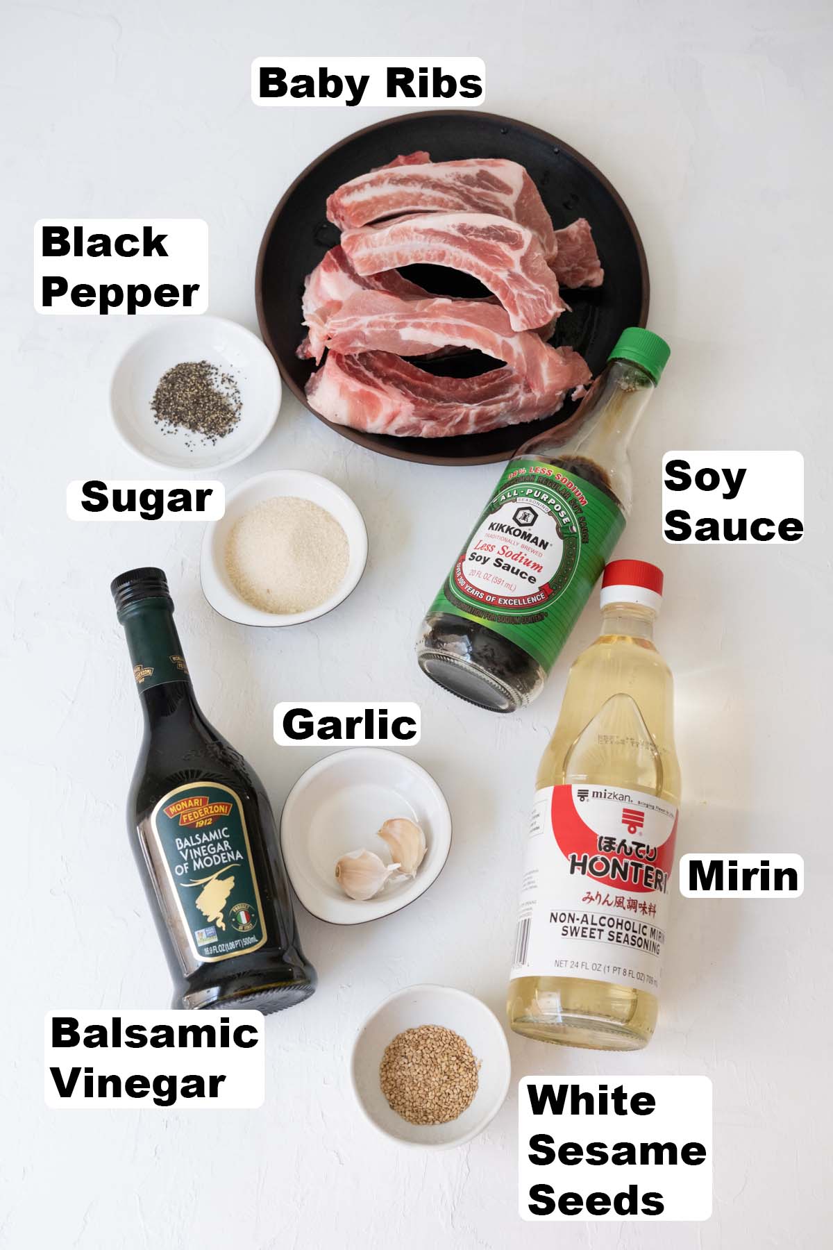 Ingredients for slow cooker teriyaki ribs recipe. 